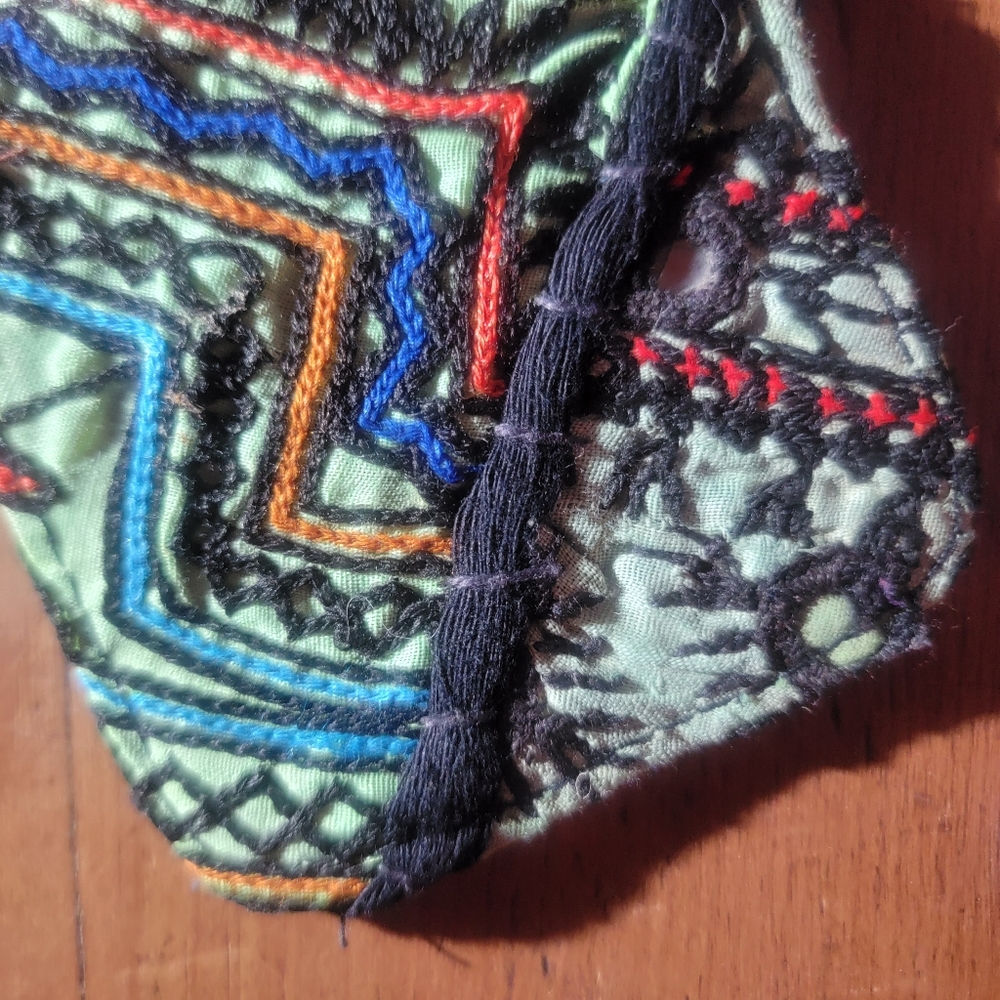 🌋👽 Free People Boho Embroidered Repurposed vtg banjara hippie Wallet card case - Picture 12 of 16
